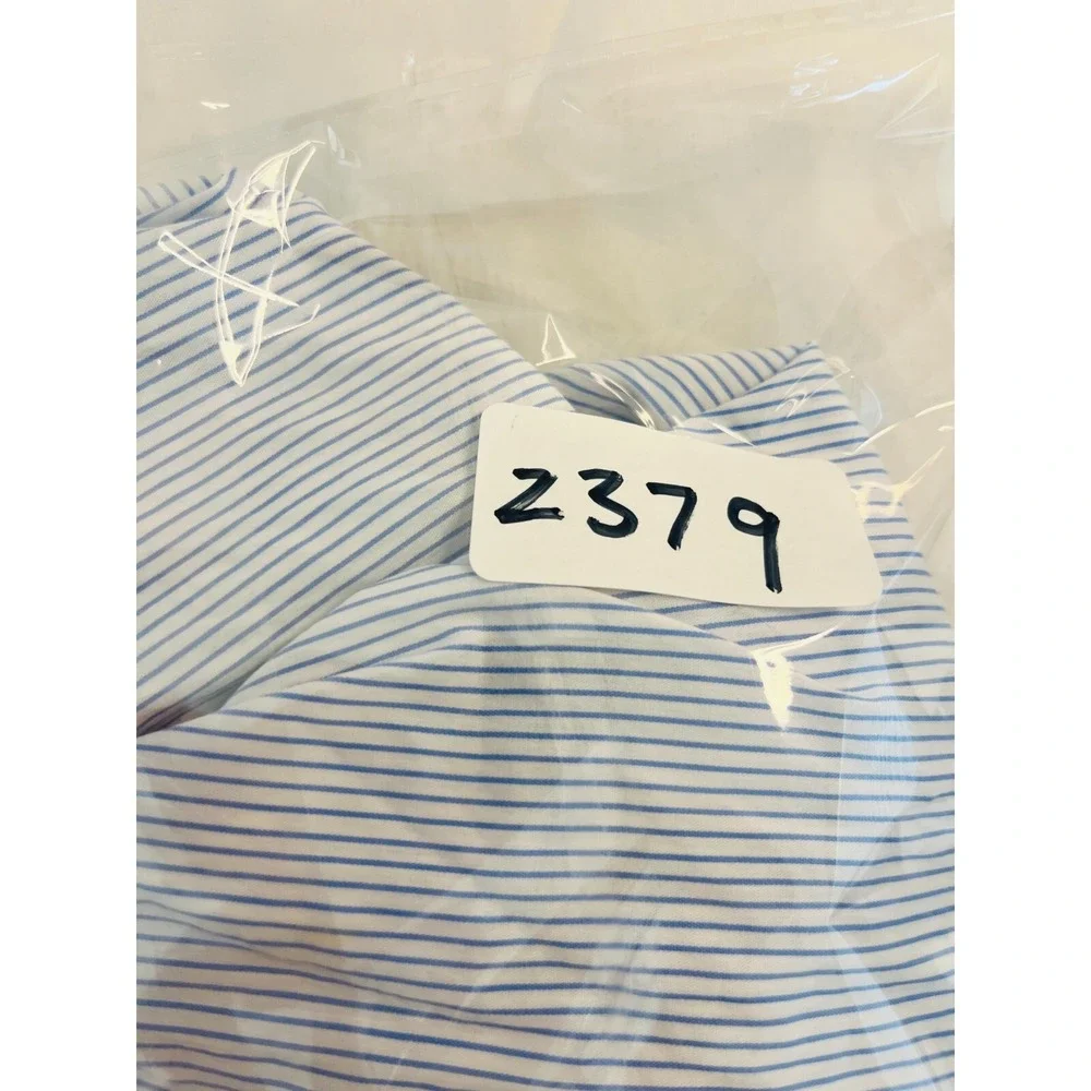 DO+BE‎ Blue White Stripe Off Shoulder Blouse Tie Sleeve Balloon Hem Size Small - Picture 9 of 9